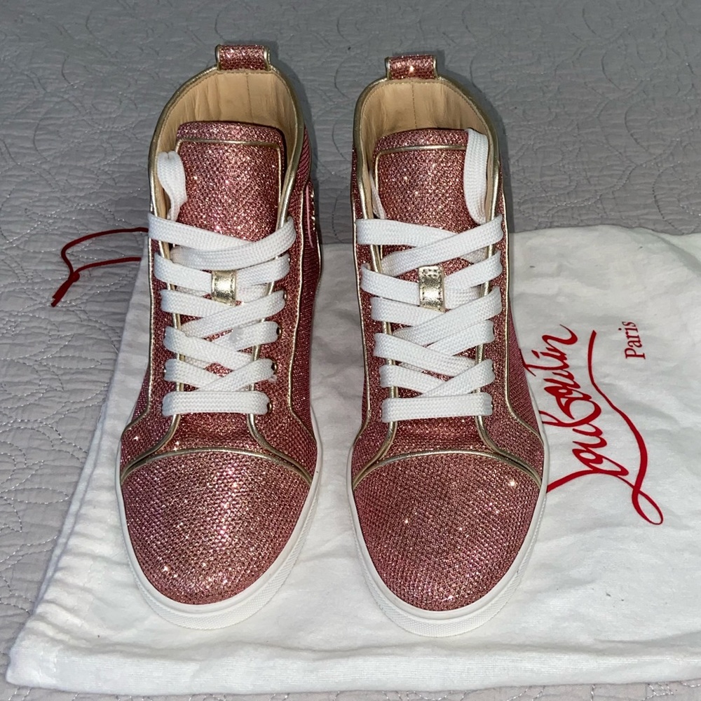 Louboutin glitter sneakers LIKENEW